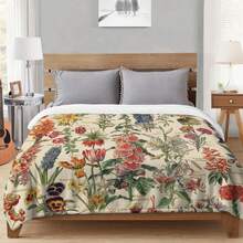 A Comfortable Bohemian Vintage Wildflower Blanket,Super Soft Flannel Printed  Blanket,As Birthday Gifts, Family, Wedding, Souvenir Blankets, Polyester Blankets Suitable For All Seasons, Washable, Machine Washable, Lightweight, Breathable, Comfortable, Warm, Unique, 280gsm For Him, Her Personalized Ideal Gifts For Her, Him, Family, Boyfriend, Girlfriend, Father, Family, Mother, Lover, Daughter, Son, Grandfather, Grandmother, Teacher,Doctor, Nurse,Friend, Classmate, Pet.Perfect Nap, Camping, Travel, Home, Daily Life, Office Decoration, Birthday, Anniversary, Valentine's Day, Thanksgiving, Graduation Season,Christmas, Halloween, Mother's Day, Father's Day, Wedding, New Year Gifts ,Sofa,Bed,Car,Bedroom,Living Room,Office,  Outdoor Camping, Beach,Wall Decoration - Nhiều màu 15 - Xem 5