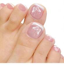 TendenciaUñas Postizas Para Pies Francesa Nails 24 Postizas Decoradas Blanco Uñas Postizas Para PiesCalidad premium - 1 - Ver 8