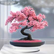 2D 粉色樱花树亚克力装饰牌 - 波西米亚风格，桌面摆件，适合情人节、复活节、室内节日装饰，送朋友的完美礼物，无需电池，节日装饰 | 花卉亚克力装饰品 | 装饰牌 - 彩色 - 查看 6