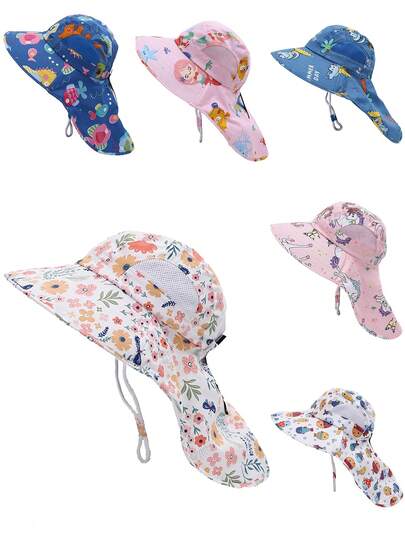 1pc Kids/Teens Cartoon Mermaid, Unicorn, Dinosaur Print Sun Protection Neck Scarf Shawl, Suitable For Spring/Summer Holiday Travel