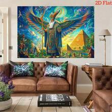 2Dflat,1pc Egypt Themed Photography Backdrop - Ancient Egypt Party Banner With Pyramids, Hieroglyphs And Gods Patterns, Durable Polyester Material, No Electricity Needed, Exquisite Details, Bright Colors - 1PCS - View 7