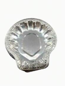 10pcs Tin Foil Tray For Baked Garlic Scallops, Seafood Platter Dish For Hotel - Silver - View 8