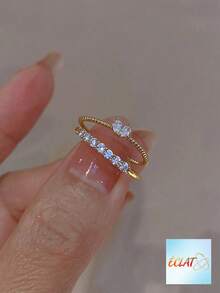 Sparkling Heart Adjustable Open Ring Set For Girls, 2Pcs, Great Gift For Birthdays, Holidays & Parties GSGO - Gold - View 5