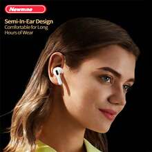 Newmine سماعات أذن لاسلكية رياضية T4S بتقنية بلوتوث 5.3، ارتداء مريح، بطارية طويلة الأمد، انخفاض في التأخير، مكالمات عالية الجودة، باللون الأبيض - أبيض - مشاهدة 3