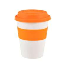 Taza de agua reutilizable con aislamiento térmico, taza de viaje para viajes al aire libre, taza de Hotel de 400ml con tapa de silicona, taza portátil para té y café - naranja - Ver 20
