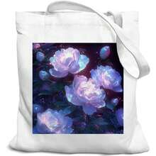 1pc 35*40cm(14*16 Inch) Delicate Flowers Shopping Bag, Sturdy Grocery Tote With Fixed Shoulder Straps For Grocery & Library Use - Multicolor - View 2