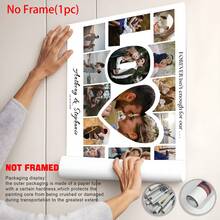 1pc Valentines Day LOVE Word Photo Collage Frame Editable TEMPLATE Printable Personalized Valentine's Heart Poster,Anniversary Gift Valentines Day Customized Wall Art,Pictures Custom Photo,Customizable Things, Optional Frame.Room Decor - Multicolor - View 4