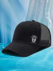 1pc Unisex Breathable Mesh Fingerprint Printed Adjustable Casual Outdoor Fashion Hard Top Cap, Versatile & - A - View 8