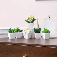 6件套波西米亚风人造多肉植物和花卉盆栽套装，仿真绿植，适用于家居、办公室、桌面装饰 - 多 - 查看 11