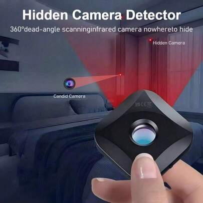 1个防间谍探测器，配备红外传感器和隐藏探测器，可探测间谍相机，防间谍探测器，旅行相机扫描仪，适用于酒店、家庭、卧室、浴室等场所，USB充电