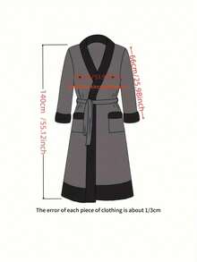 一套纯色连帽柔软抓绒浴袍 - 加厚保暖长款家居服套装，配有可调节腰带和深侧袋。极其保暖舒适，适合居家休闲、温馨的电视之夜、外出办事和寒冷天气散步。男女皆宜的情侣御寒睡衣。 - 彩色 - 查看 3