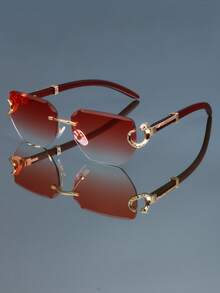 1pc Classic Modern Retro Simple Versatile Rimless Edged Square Fashion Glasses, Suitable For Women, Men, Punk, Party, Street Style, Bohemian - Multicolor - View 15