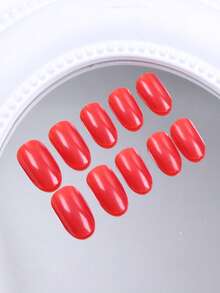 24 piezas Presiona el óvalo rojo Uñas postizas cortas de unicolor y diseño y uñas acrílicas falsas 1 lima de uñas y 1 kit de pegatinas de pegamento para uñas para regalo de niña, madre, mujer Juego de arte de uñas blanqueadoras con uñas postizas desmontables para festival, fiesta, cita y uso diario