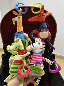 1pc Soft Plush Animal Stroller Hanging Doll, Movable Portable Hanging Doll, Colorful Plush Doll For Newborn Baby, Suitable As Gift - Multicolor - View 5