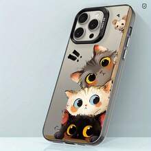 Estuche Suave y Elegante con Patrón de Gato y Ratón Impreso con Láser, Compatible con 17/16/15/14/13/12/11/XS/XR/X//8 Plus/Pro//- Diseño Creativo Personalizado, Estuche Protector de Cuerpo Completo, Adecuado para Hombres y Mujeres, Estuche de Silicona Absorbente de Impactos: Protege tu Teléfono de Cada Caída. - 1 pieza - Ver 1