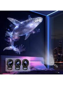 Đèn chiếu USB hình ảnh mộng ảo sáng tạo, đèn ngủ trang trí không gian bằng đèn LED trong suốt di động, hình chiếu cá voi, bướm, sứa, sao biển, thích hợp cho nhiều bề mặt: tường, sàn, trần nhà, v.v., quà tặng sinh nhật. - Nhiều màu - Xem 7