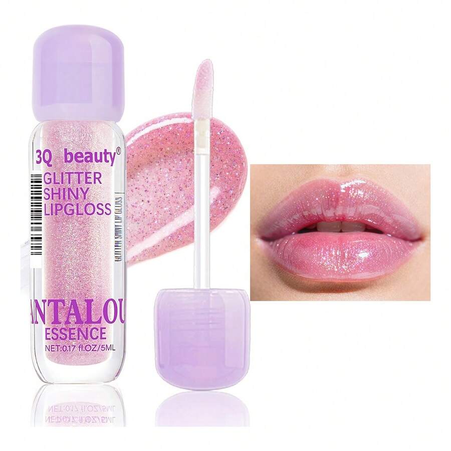 TendenciaLip Gloss Con Glitter Multicolor, Alto Brillo Brillo LabialCalidad premium - Rosado Nube - Ver 1