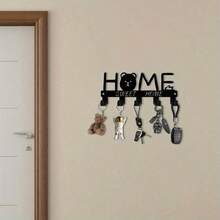 HELLOYOUNG 1pc "Warm Home" Key Holder, Heavy Duty Metal Entryway Organizer Rack With Crossbar. 5.91 Inch Modern Wall Hooks For Hanging Keys And Hats, Durable For Indoor/Outdoor Use, Ideal Housewarming Gift, Suitable For Room Decor - Multicolor - View 6