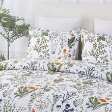 Vaulia Soft Microfiber Duvet Cover King Size, Grey And White Floral Branches Printed Pattern 3-Piece Set (1 Duvet Cover 2 Pillow Shams) - ColorG - 查看 2