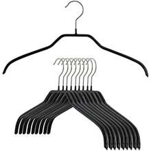 MAWA - Perchas estrechas pequeñas para Ropa de Acero con Revestimiento Antideslizante, para Camisas, Vestidos, Trajes, Camisolas, Chaquetas, Gancho Giratorio de 360 Grados, Juego de 10, Color(Negro) - Multicolor - Ver 1