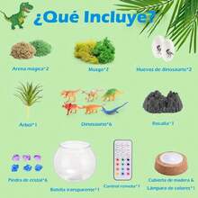 Kit de Terrario de Dinosaurios Iluminado para Niños: Kit de Arte y Manualidades de Terrario para Niñas con Luz Nocturna Ajustable - Regalos Juguetes de Dinosaurios para Niños de 5 6 7 8 Años,37425271 - Multicolor - Ver 5