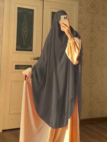 1pc Solid Color Upgraded Double-Layer Chiffon Headscarf, Elegant Long Face Mask Veil Suitable For Daily Wear And Gatherings - Nhiều màu - Xem 16