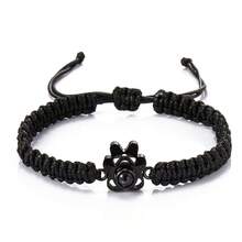 Customized New Projection Bracelet, Stainless Steel Round Photo Bracelet, Customized Colorful Woven Projection Bracelet, Adjustable, Christmas Gift - Dog Paw - Silver - View 13