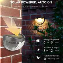 6pcs Solar Fence Lights, Warm White Light, Commercial Street Emergency Lights, IP65 Waterproof, No Wiring Needed, Easy Installation. Garden Outdoor Wall Lamps, Home Emergency Lights, Garage Lights, Patio Garden Decor, Balcony Villa Decoration, Outdoor Landscape Lighting, Solar Powered, With Light Sensor, Suitable For Fence, Yard, Stairway Lighting. - Multicolor - View 5