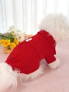 Pet Cat Dog Clothes Red Festive Chinese New Year Jacket Coat, Outerwear For Small Cats & Dogs - Red - View 11