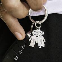 Collar con nombre personalizado para niños, llavero de plata esterlina - Encanto personalizado grabado para niño/niña - Regalo de Navidad - 1 encanto - Ver 3