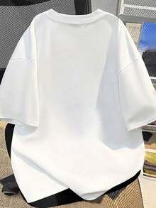 Women's Casual Cute Girl Cartoon Print Round Neck Loose Fit Short Sleeve T-Shirt, Spring/Summer - White - View 2