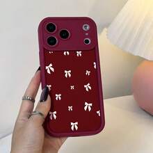 Funda de Teléfono Linda 1pc Patrón de Lazo de Fondo Rojo Simple Funda de Teléfono de Material TPU Rojo Adecuada para Iphone 17/17Pro/Air/17Promax/16/16E/16Promax/15/15Pro/13/14Promax/12/11/13Promax/7Plus/12Pro, Carcasa Protectora Suave y Elegante, Diseño Único, Funda Protectora Unisex Delgado, resistente a arañazos y a prueba de golpes para mujeres y hombres - 1 pieza - Ver 8