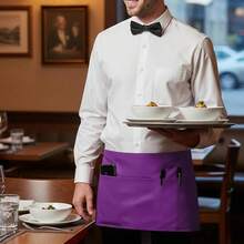 BOHARERS Waist Apron With 3 Pockets - Black Waitress Waiter Server Short Aprons - I-1包紫色 - 查看 8