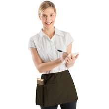 BOHARERS Waist Apron With 3 Pockets - Black Waitress Waiter Server Short Aprons - H-3Pack棕色 - 查看 3
