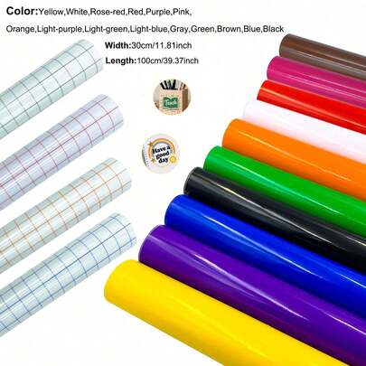 永久性乙烯基卷材套装 - 30 x 100厘米 多色永久性粘性乙烯基卷材 1 包 + 1 包转移胶带，兼容大多数切割机，易于使用，适用于派对装饰、贴纸、工艺切割、汽车贴花