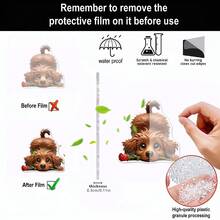 1/3pcs Cute Brown Dog 2D Acrylic Flat Hanging Decor Romantic Puppy Holding Rose Keychains Car Rearview Mirror Dog Lovers Gift Hanging Ornament Handbag Backpack Charm Aesthetic Animal Key Ring Decor Accessories - Multi-color D-shaped Keychain - View 6