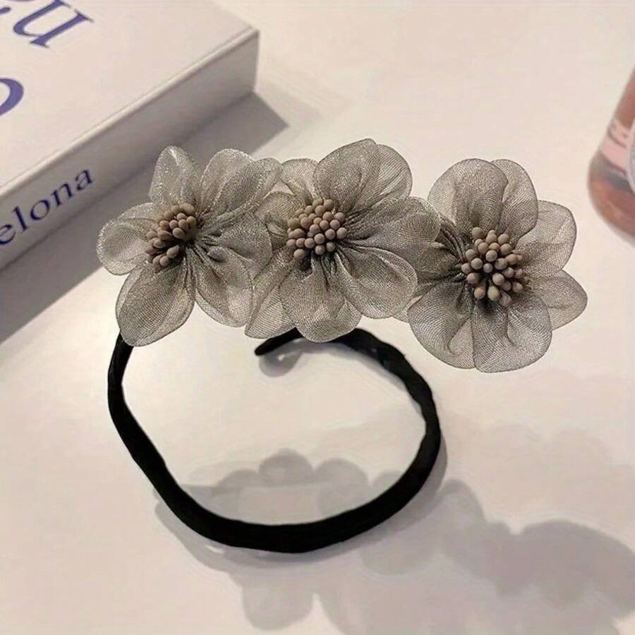 Elegant Bun Styler, Floral Design For Easy And Curly Hair, Ideal Hair Accessories For Women. - Grey - View 1
