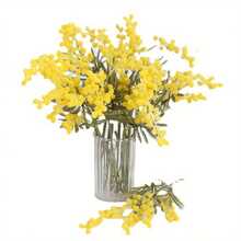 人造黄色相思花，19.6英寸含羞草花，1支/5支装，春季人造花，仿真黄色毛绒花，长茎，人造金色相思花，适用于DIY婚礼派对花瓶家居装饰，母亲节情人节礼物 - 黃色 - 查看 10