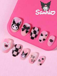 SANRIO 24件套椭圆形可爱3D蝴蝶结爱心珍珠美甲装饰亮片美甲套装，包含1瓶凝胶指甲油和1把指甲锉，适合女性和女孩日常、派对、美甲等场合。 - 彩色 - 查看 2