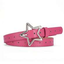 Five-Pointed Star Belt Fashion Candy Color Yellow Rose Red Black Red Korean Version Ins Versatile Commuting Style Simple Female Student Belt Matching Jeans - Màu xanh lam - Xem 7
