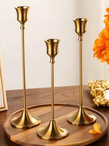 مجموعة حاملات الشموع المعدنية، حاملات الشموع لموضوع حفل الزفاف على الطاولة، مناسبة لعيد الميلاد والهالوين والفصح وعيد الشكر، ديكور المنزل والفندق - تشطيب بالزيت (الشموع غير مشمولة) لديكور المنزل، ديكور الطاولة، هدايا الصديقة/هدايا الشتاء، ، عيد الميلاد، الهالوين، لوازم حفلات عادية - الشمعدان الذهبي - مشاهدة 3