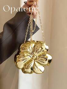 Women's Elegant Mini Flower Shaped Chain Crossbody Bag, Metallic Y2K Style Theme Party Shoulder Bag, Fashionable Novelty Shaped Bags, Versatile Small Mobile Phone Key Coin Purse, Portable Outdoor Travel Vacation Cosmetic Bags, Wear-Resistant Solid-Color Clutch Bag - 彩色 - 查看 6