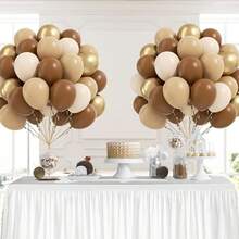 Brown Warm Balloon Set, Includes 36pcs 10-Inch Brown, Nude, Sand White, Metallic Gold Latex Balloons, Optional Ribbon Matching, Perfect For New Year Decoration, Shower, Wedding, Valentine's Day, Theme Party, Gender Reveal Party, Cocktail Party, Important Holidays, Prom And Other Indoor/Outdoor Scenes. Party Supplies, Party Decoration Props, Photo Backdrop. - Brown - View 9