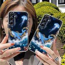 Funda de teléfono Nebulosa de Ballena y Delfín Compatible con Samsung Galaxy A02 A03S A04 A05S A06 A13 A14 A15 A16 5G A21S A22 A23 A24 A25 A32 A34 A35 A50 A52 A53 A54 A55 A73 S21 Ultra S22 Plus S23+ S24 FE S25 Funda de Teléfono Transparente de Caricatura a Prueba de Golpes Cobertura Completa TPU Funda Protectora Simple de Moda a Prueba de Golpes Carcasa Suave Personalizada Regalo Creativo para Ti o Amigos - Multicolor - Ver 4