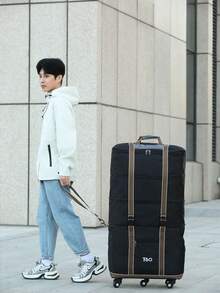 Extra Large Capacity Foldable Checked Luggage Travel Bag, 3-Layer Expandable Packing Organizer Duffel Bag For Moving/Trips Luggage Bag Duffle Bag Overnight Bag Travel Organizer Cruise Essential Vacation Essentials For Men Women Travel Essential Holiday Essential Travel Must Haves - Black - View 12