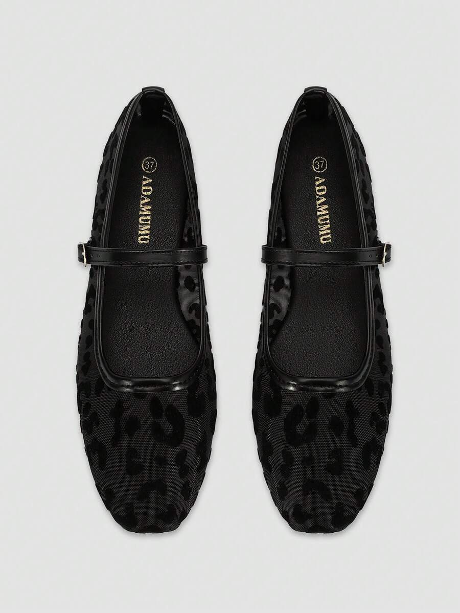 Giày bệt nữ mũi vuông, kiểu dáng thường ngày, dự tiệc, công sở, có khóa cài, chất liệu lưới rỗng thoáng khí, thoải mái, màu mơ. - màu đen - Xem 1