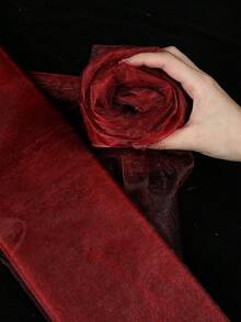 1pc 7ft Burgundy Tulle Arch Decor Fabric, Wedding Party Decoration Fabric, Wedding Party Supplies, DIY Organza Fabric, Multiple Size Options, Wedding Banner, Wedding Chair Back Decor, Wedding Table Runner, Mesh Table Runner, Birthday Party Decoration, Gift Wrapping Yarn, Table Centerpiece Decor, Floral Wrapping Yarn, Party Gifts, Baby Shower Party Decoration, Wedding Door And Stair Decor Fabric, Valentine's Day - Burgundy - View 3