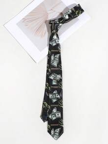 1pc Men's Casual Money Print Pattern Smooth Necktie Set, Suitable For Party, Travel, Holiday Matching - Multicolor - View 5