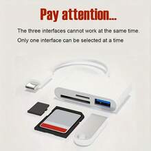 Hot 3-In-1 USB-C Adapter – High-Speed SD/TF Card Reader + USB 3.0 Hub For Smartphone, Tablet & Laptop | Portable & Compact - trắng - Xem 7