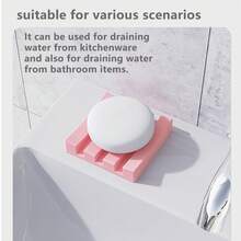 1 pezzo Portasaponetta in silicone, design inclinato per un facile deflusso dell'acqua, vassoio antiscivolo per spugne, adatto per lavandini da cucina e piani di lavoro da bagno - Multicolore - Visualizzare 3